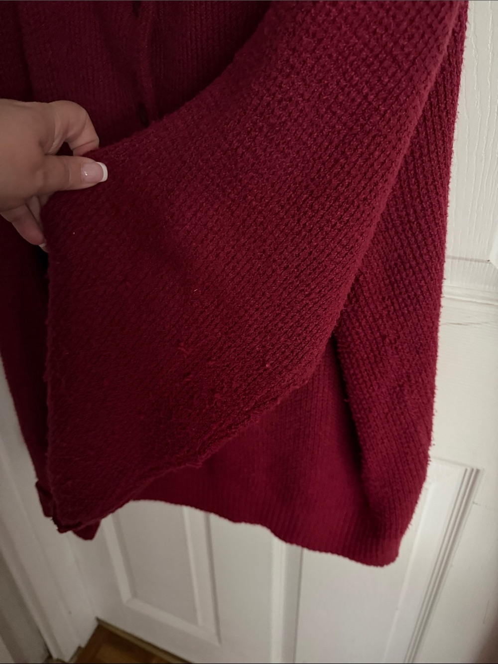 aerie Deep Raspberry Collared V-Neck Pullover Sweater - Picture 2 of 2